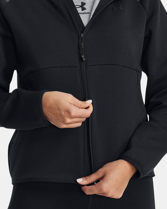 Women's UA Unstoppable Fleece Full-Zip, Black, pdpMainDesktop image number 3